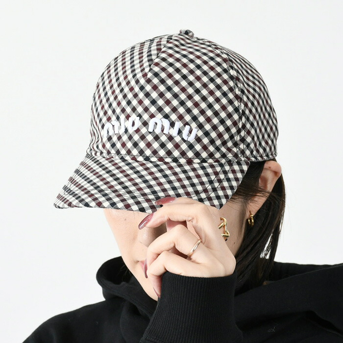 楽天市場】MIU MIU ミュウミュウ 帽子 キャップ チェックウールCAP