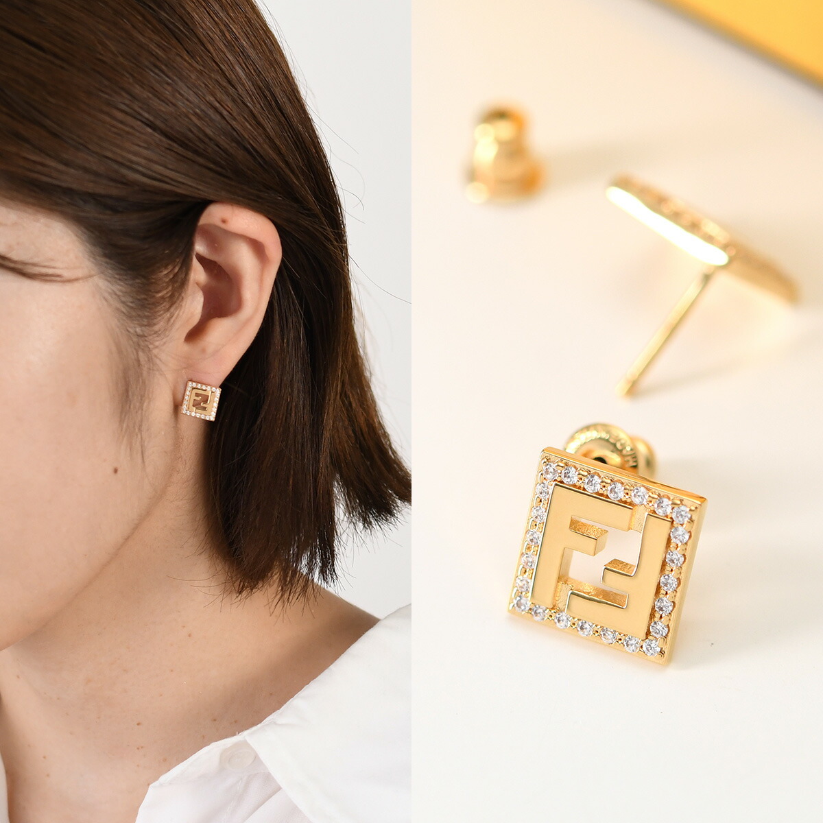 ⭐︎K8⭐︎FENDI エフイズフェンディ ピアス エフ イズ フェンディ ピアス クリスタル ゴールド | Fendi