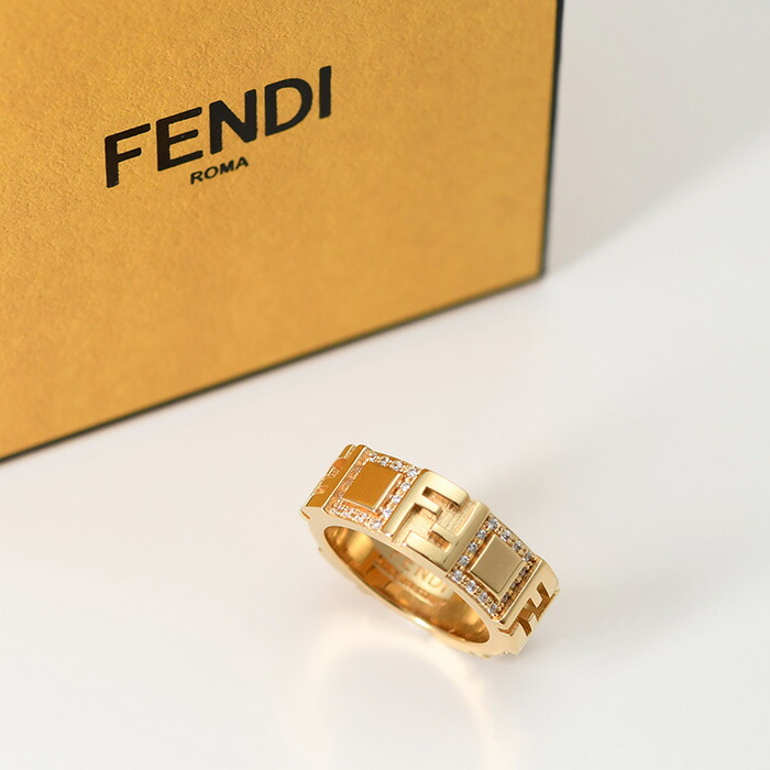 フェンディ FFロゴ リング Mサイズ ゴールド×シルバー ズッカ 21号 指輪 フェンディ FFロゴ リング Mサイズ ゴールド×シルバー ズッカ 21