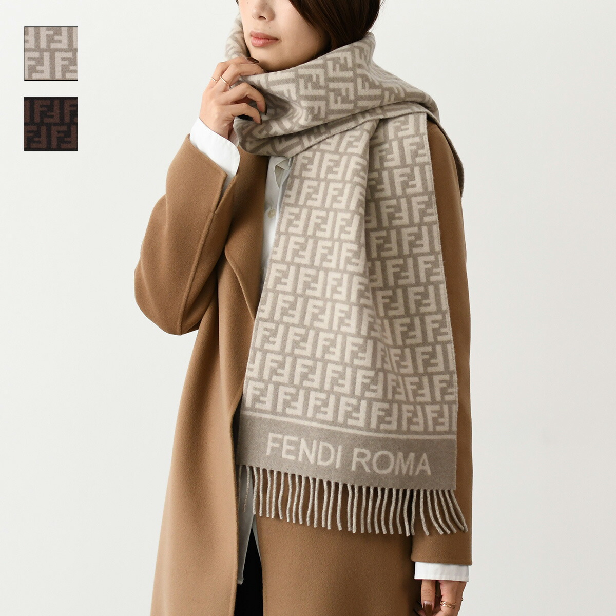 美品✨FENDI リバーシブル　ズッカ　ズッキーノ　ロゴ　マフラー　ストール FENDI リバーシブルズッカズッキーノロゴマフラーストール