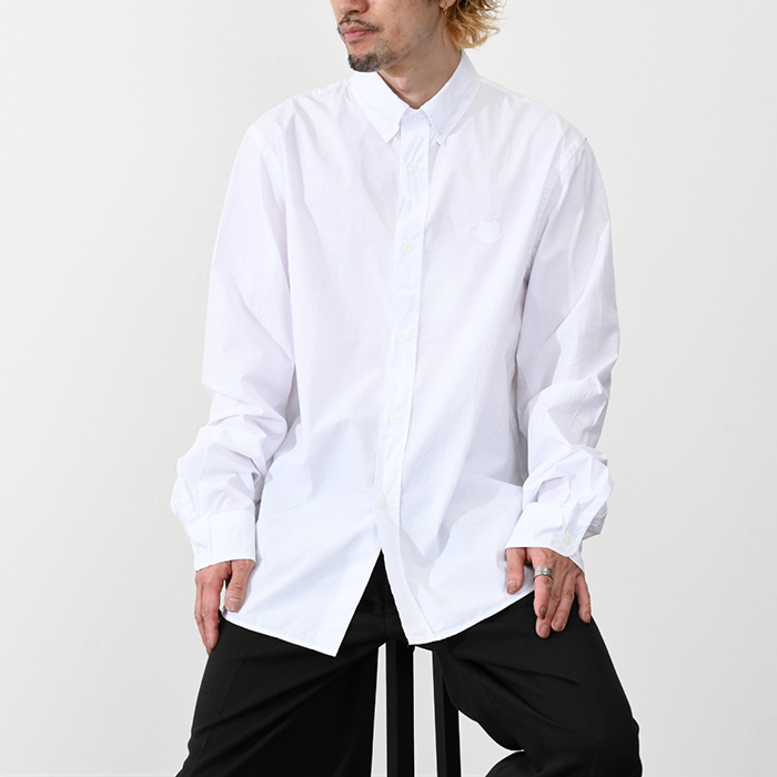 KENZO ケンゾー シャツ TIGER MINI CREST コットンシャツ FC55CH4001LA ホワイトシャツ Yシャツ メンズ WHITE ホワイト 白シャツ タイガ