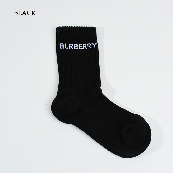 【BLACKFRIDAY限定！全品P10倍&11/25は全額ポイントバックに参加！】BURBERRY バーバリー 靴下 ロゴインターシャ テクニカルストレッチコットン ソックス 8047240 8047241 メンズ BLACK ブラック 黒 WHITE ホワイト 白 ロゴ LAST1