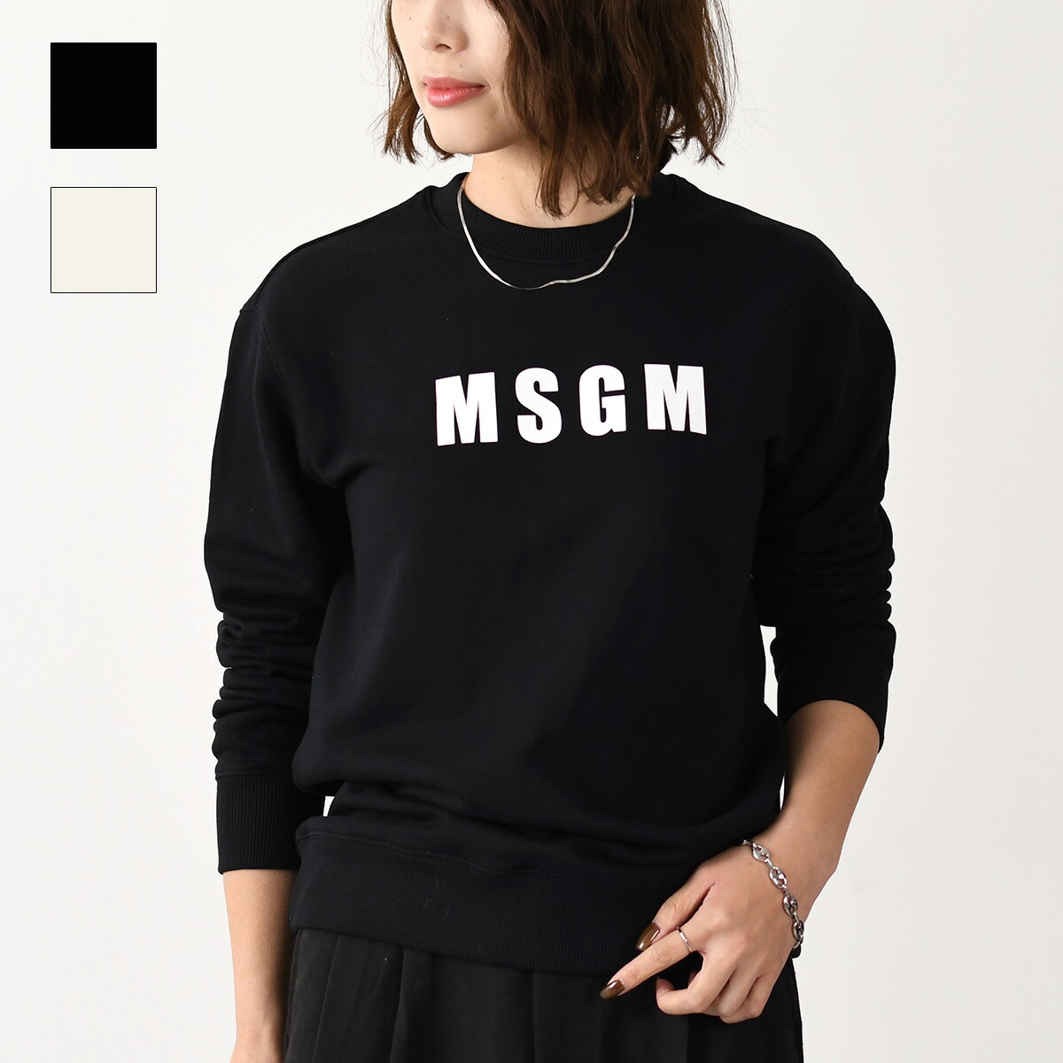 MSGM ブラック スウェット XS MSGM - ロゴスウェット - MSGM MENS LOGO SWEAT - BLACK