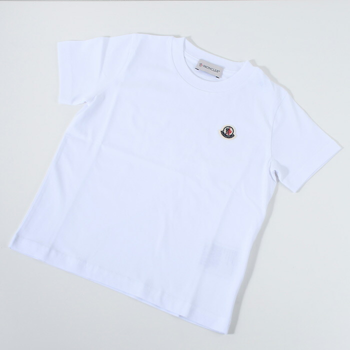 MONCLER モンクレール トップス Tシャツ 8C0001883907 キッズ ホワイト ブラック ロゴ クルーネック 春夏 シンプル 半袖 ワッペン ロゴ おすすめ 人気 プレゼント ギフト