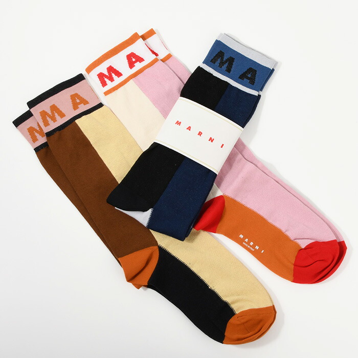 未開封品 MARNI SKZC0088Q0 UFC112 マルニ ソックス 靴下 MARNI マルニ ラインロゴ ソックス SKZC0088Q0UFC112 黒 白 靴下