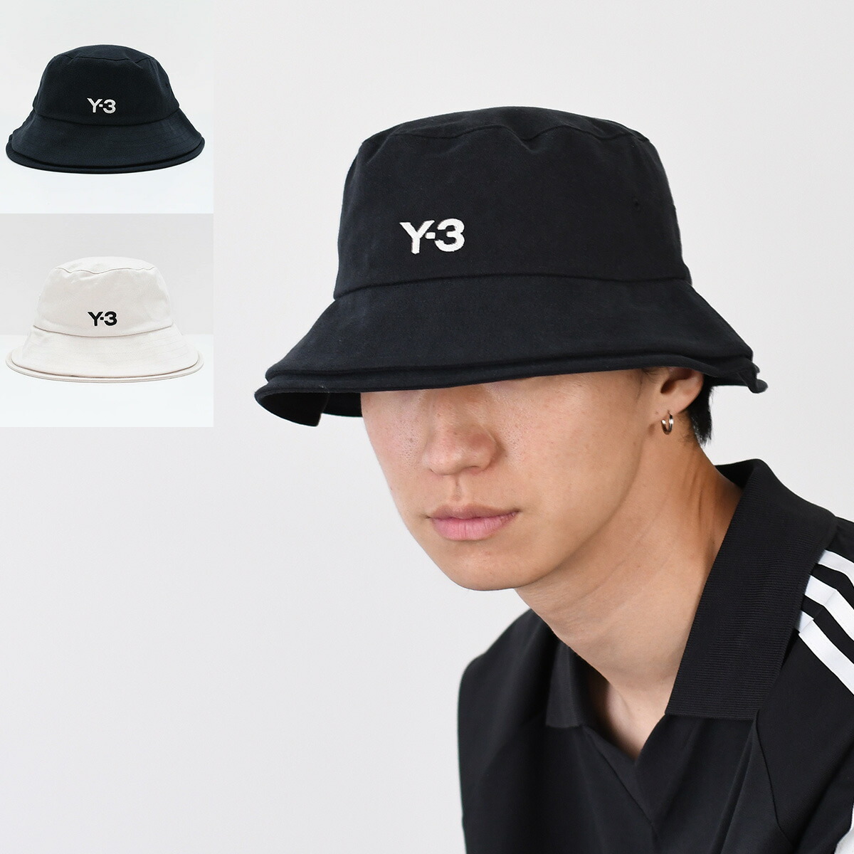 Y-3 ワイスリー 帽子 バケットハット バケハ STRP B HAT JN7192 JM9039 メンズ ユニセックス ブラック ホワイト ロゴ