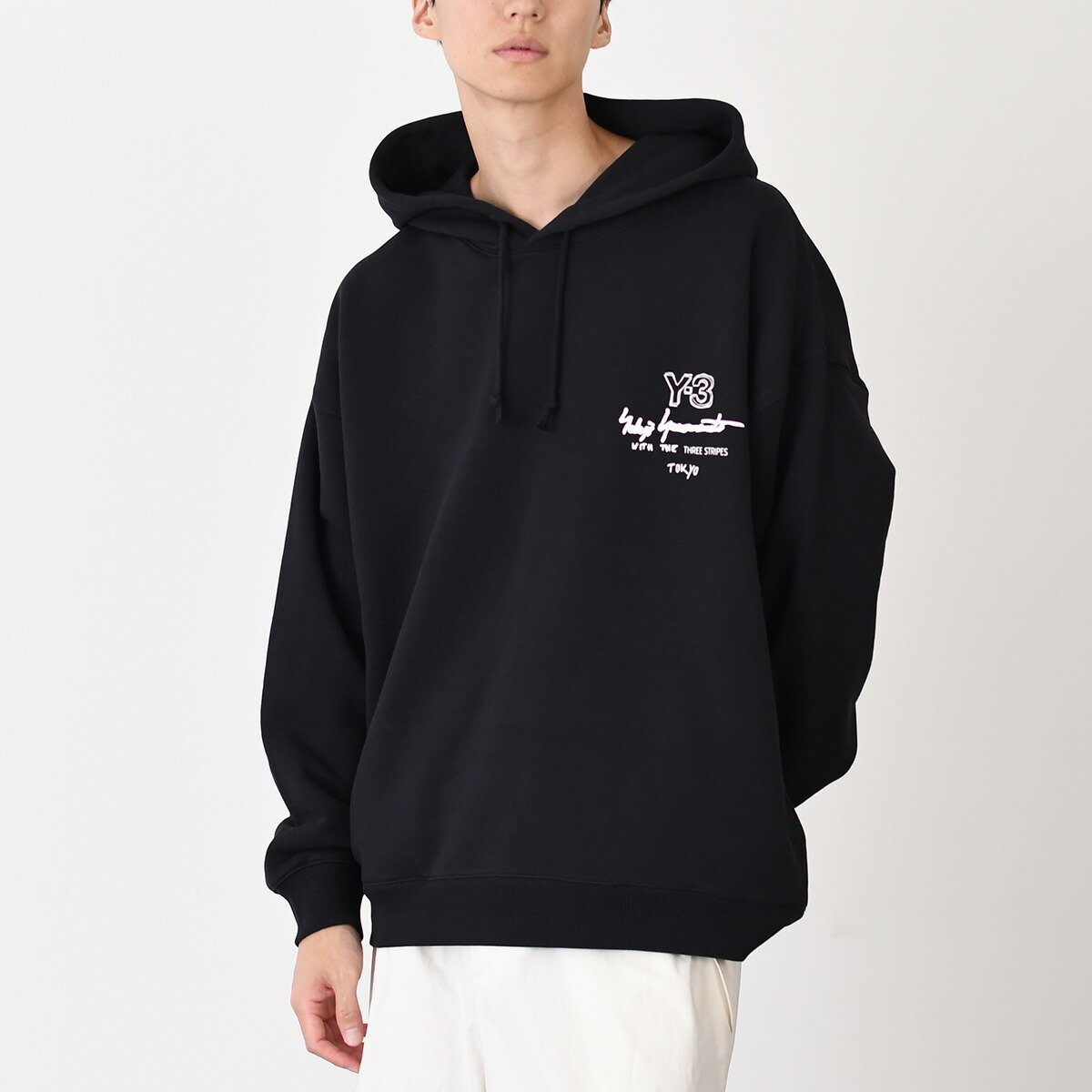 【ラスト1点】Y-3 ワイスリー Y-3 GRAPHIC FT HOODIE KB2604 メンズ ブラック コットン パーカー フーディ ロゴ 袖リブ
