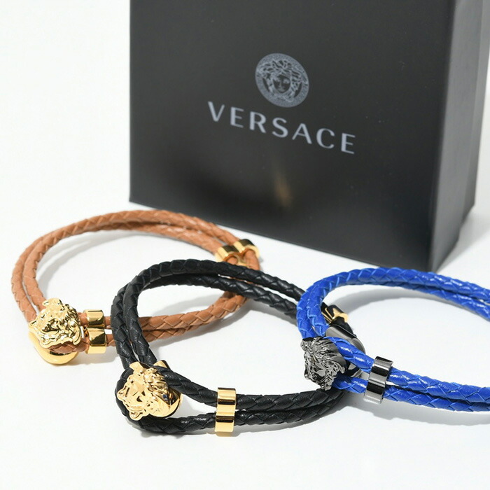 大人気【Versace】 'medusa Biggie' レザー＆メタルブレスレット 