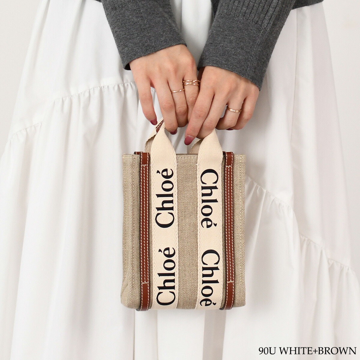 【最大15,000円OFFクーポン】CHLOE クロエ バッグ ショルダーバッグ WOODYウッディ ノース サウスミニトートバッグ CHC24AP243I26 レディース ピンク ホワイト トップハンドル ミニバッグ ハンドバッグ 2WAY