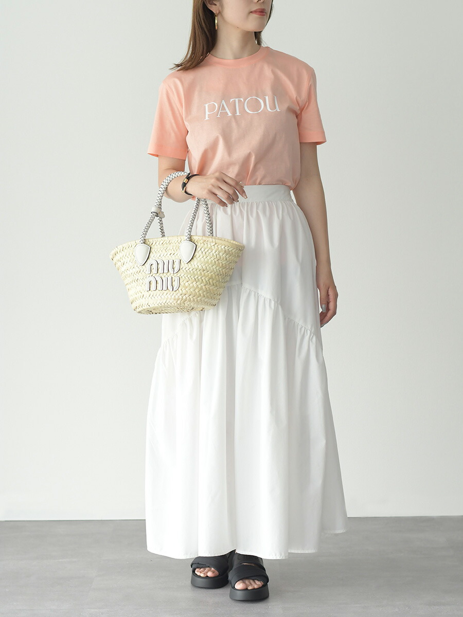 MIU MIU バッグ ロゴ カーフレザー カゴバッグ 白 MIU MIU バッグ ロゴ カーフレザー カゴバッグ 白 アルカディ レザー