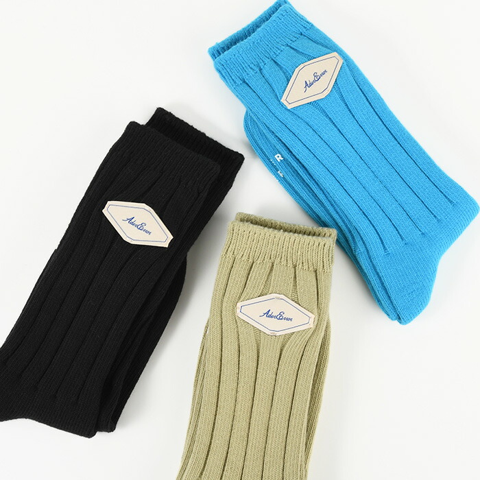 ADER ERROR アーダー エラー 靴下 小物 Fluic label socks コットン ソックス BMADSSAC0301 メンズ 男性 ブラック アイボリー カーキ ブルー ワンポイント 