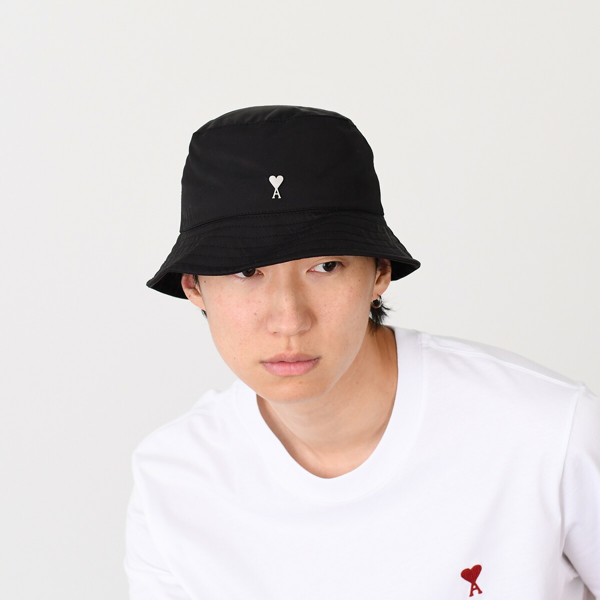 Ami Paris アミパリス バケットハット ブラック ハートロゴ AMI PARIS ハート ロゴ バケットハットブラックユニセックス