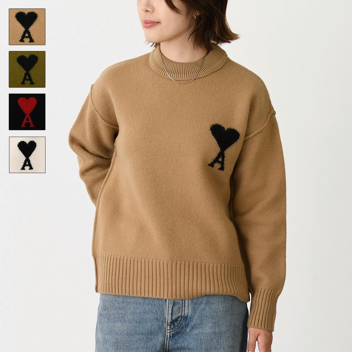 アミパリス セーター AMI Alexandre Mattiussi Ami paris アミパリス ロゴ刺しゅう