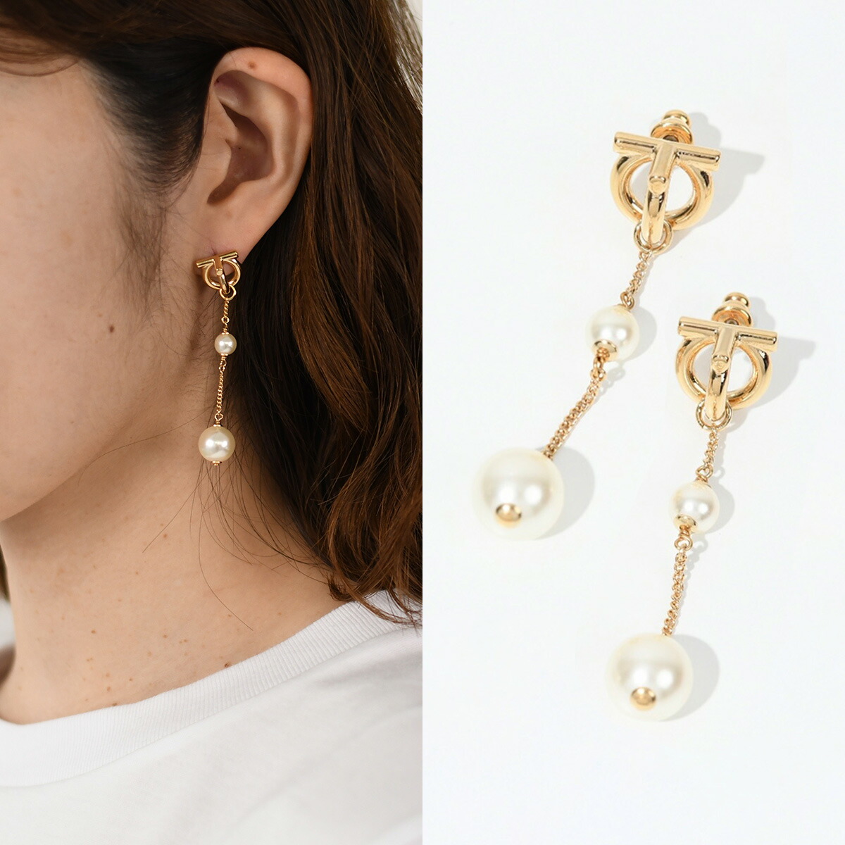 フェラガモ FERRAGAMO ピアス ガンチーニ 760583 755757 FERRAGAMO フェラガモ ピアス EAR GANFUT P 76 0583 レディース