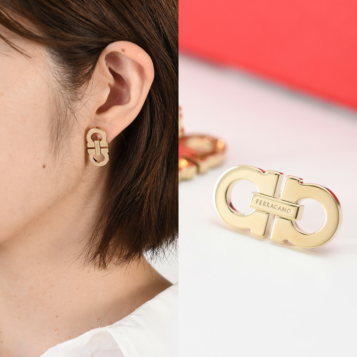 フェラガモ ピアス FERRAGAMO フェラガモ ピアス EAR GANFUT P 76 0583 レディース