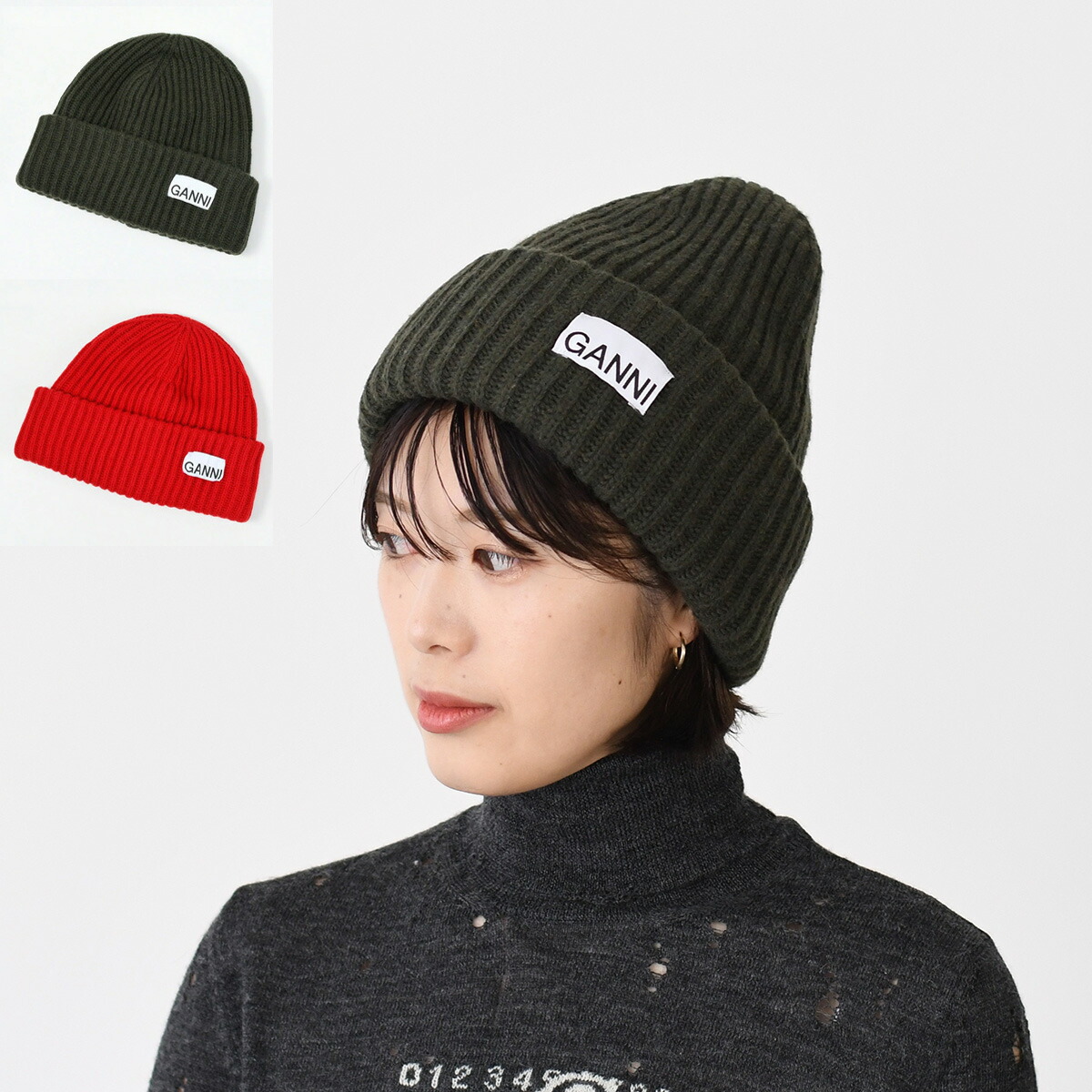 楽天市場】ガニー 帽子 ニット帽 ビーニー グレー レディース GANNI