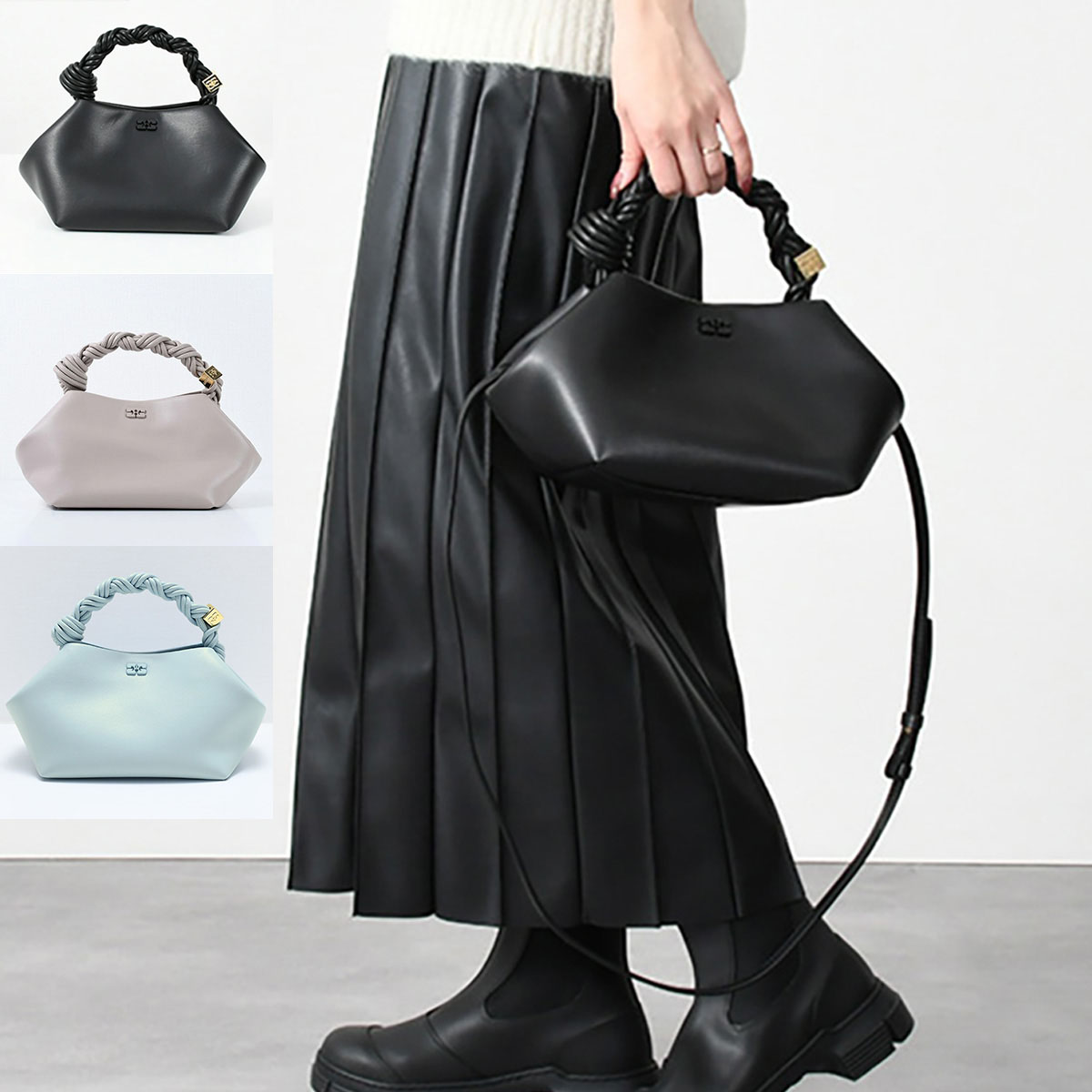 Ganni ガニー ノットミニバッグ knot bag (パリ現地購入） セール】GANNI ショルダーバッグ Knot Mini Flap Over ミニ