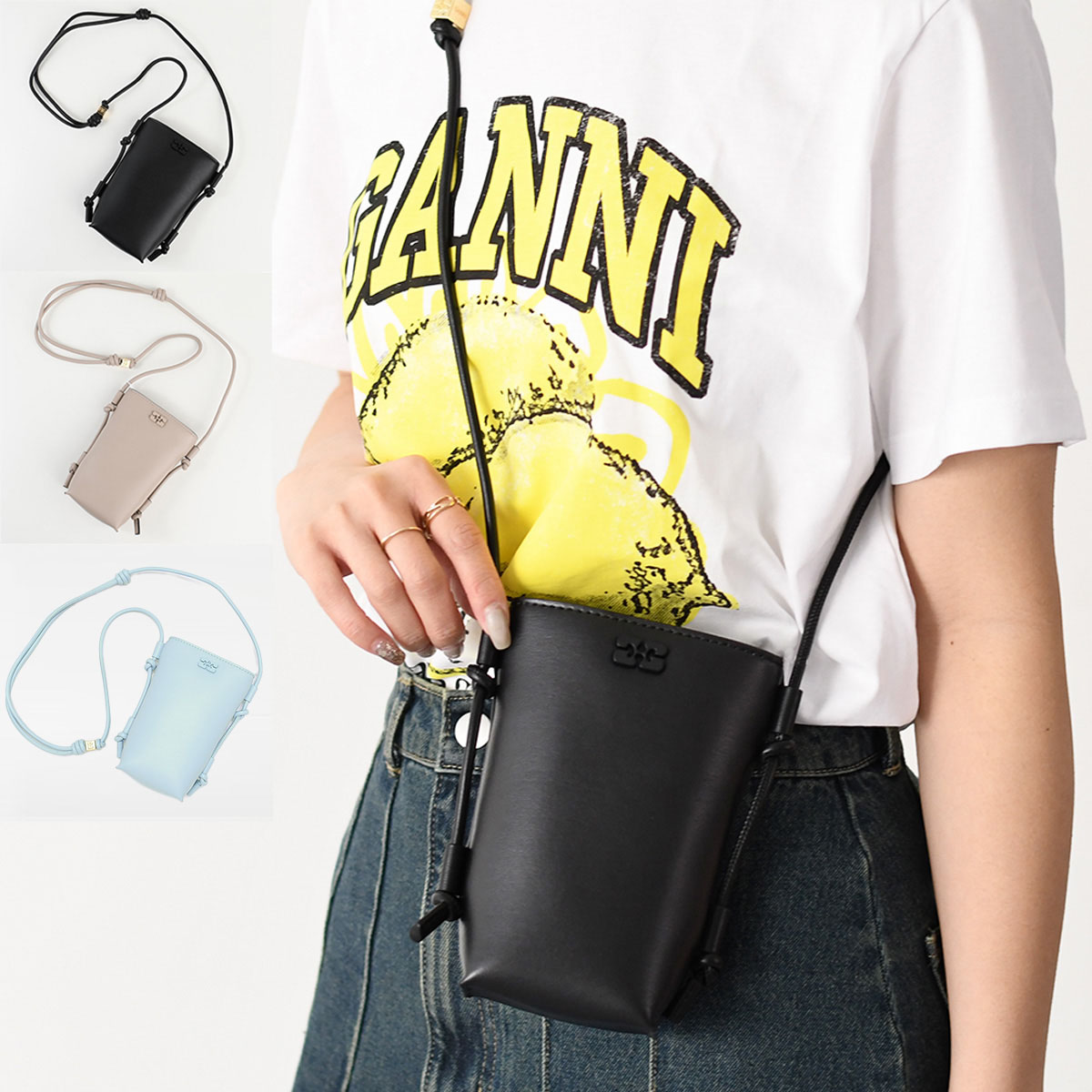 トートバッグ Ganni FW25 (A6947 436) ガニー GANNI Ganni Bou Bag Small A5241 A5242 A5245 A5376