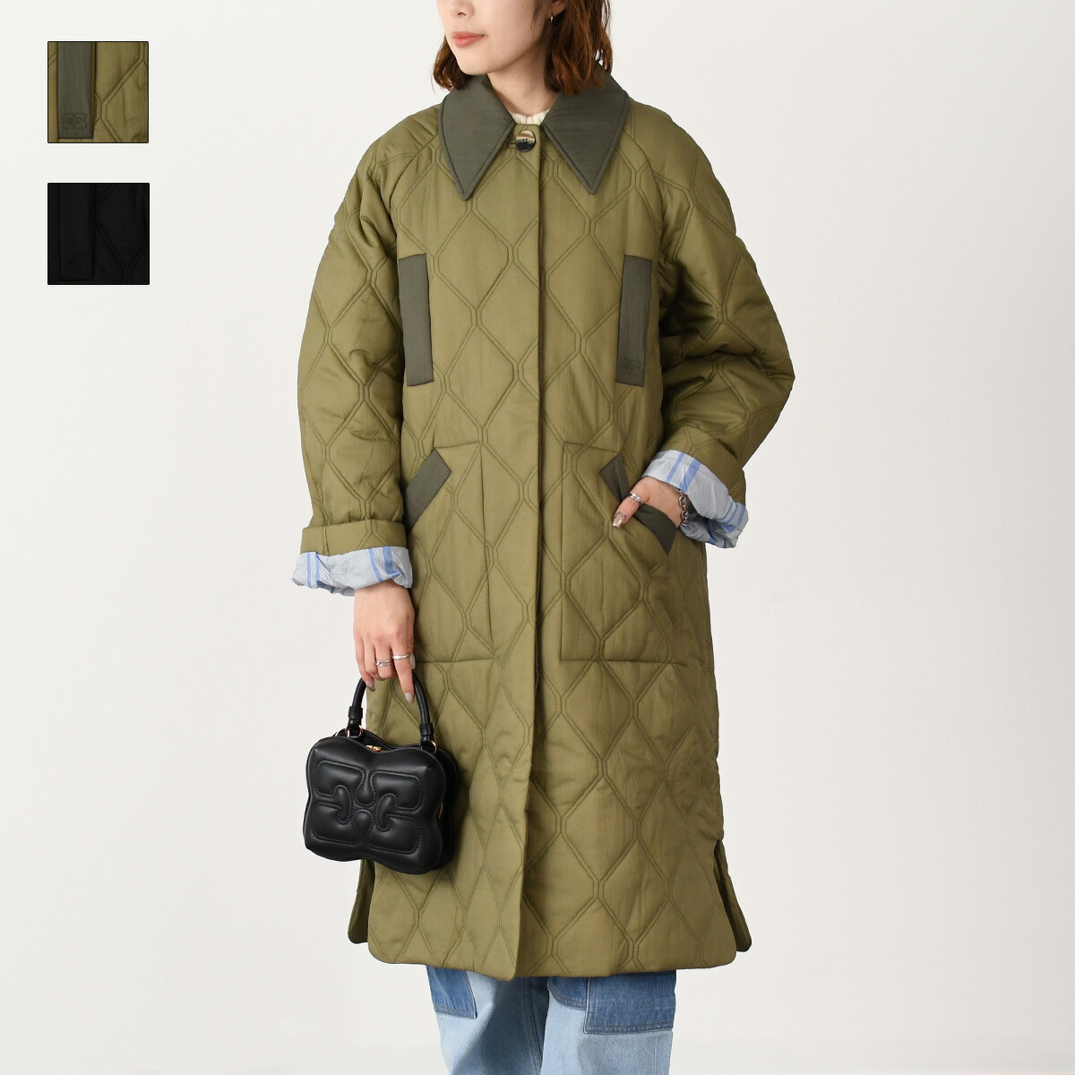 楽天市場】GANNI ガニー キルティングコート Shiny Quilt Long