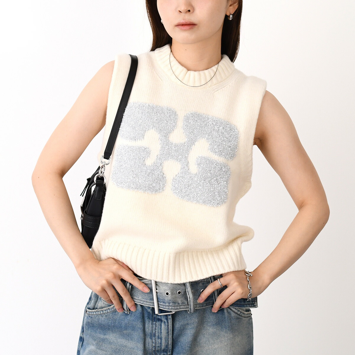 GANNI 水色 半袖ニット 楽天市場】ガニー ニット セーター ベスト ブルー レディース