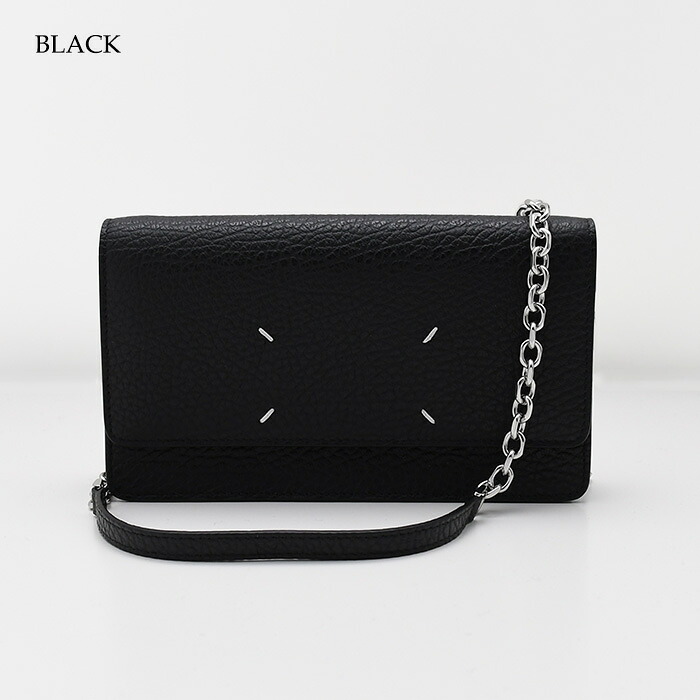 MAISON MARGIELA メゾン マルジェラ 財布 バッグ フラグメントケース 4ステッチ ラージ チェーン ウォレット BAG SA3UI0008 P4455 レディース ユニセックス 黒 ブラック ショルダーバッグ レザー 牛革 本革 肩掛け 斜め掛け