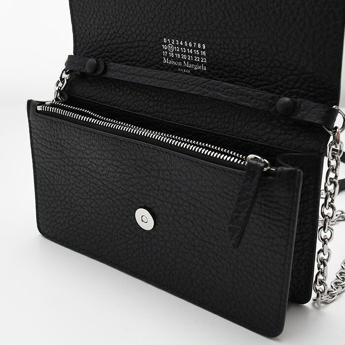 MAISON MARGIELA メゾン マルジェラ 財布 バッグ フラグメントケース 4ステッチ ラージ チェーン ウォレット BAG SA3UI0008 P4455 レディース ユニセックス 黒 ブラック ショルダーバッグ レザー 牛革 本革 肩掛け 斜め掛け