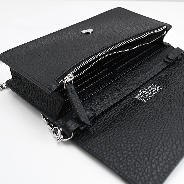 MAISON MARGIELA メゾン マルジェラ 財布 バッグ フラグメントケース 4ステッチ ラージ チェーン ウォレット BAG SA3UI0008 P4455 レディース ユニセックス 黒 ブラック ショルダーバッグ レザー 牛革 本革 肩掛け 斜め掛け