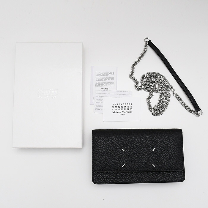 MAISON MARGIELA メゾン マルジェラ 財布 バッグ フラグメントケース 4ステッチ ラージ チェーン ウォレット BAG SA3UI0008 P4455 レディース ユニセックス 黒 ブラック ショルダーバッグ レザー 牛革 本革 肩掛け 斜め掛け