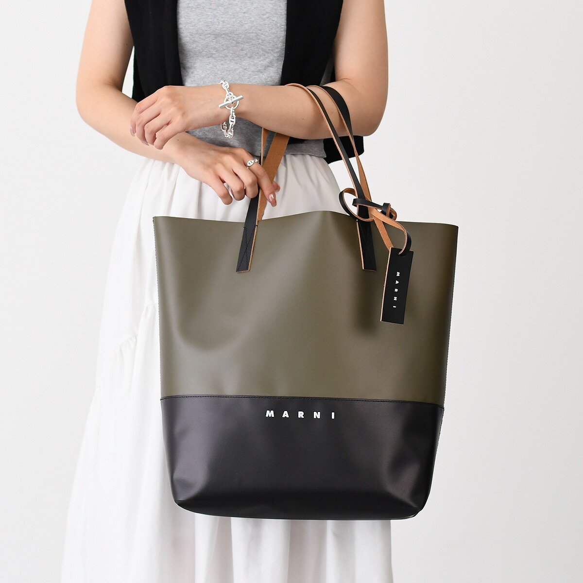 MARNI / マルニ | 2020AW | バイカラートートバッグ MARNI - トートバック / バイカラー (ブラック/ブルー) / PVC