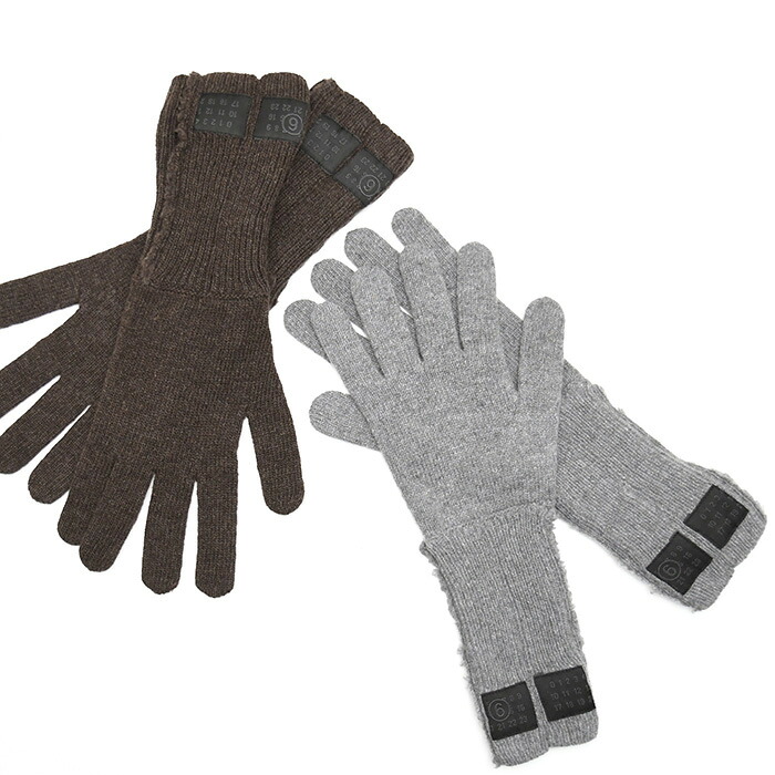 MM6 MAISON MARGIELA エムエムシックス メゾン マルジェラ 手袋 小物 ウールブレンドグローブ S62TS0078 M13198 レディース ブラウン グレー プレゼント ギフト smlitem