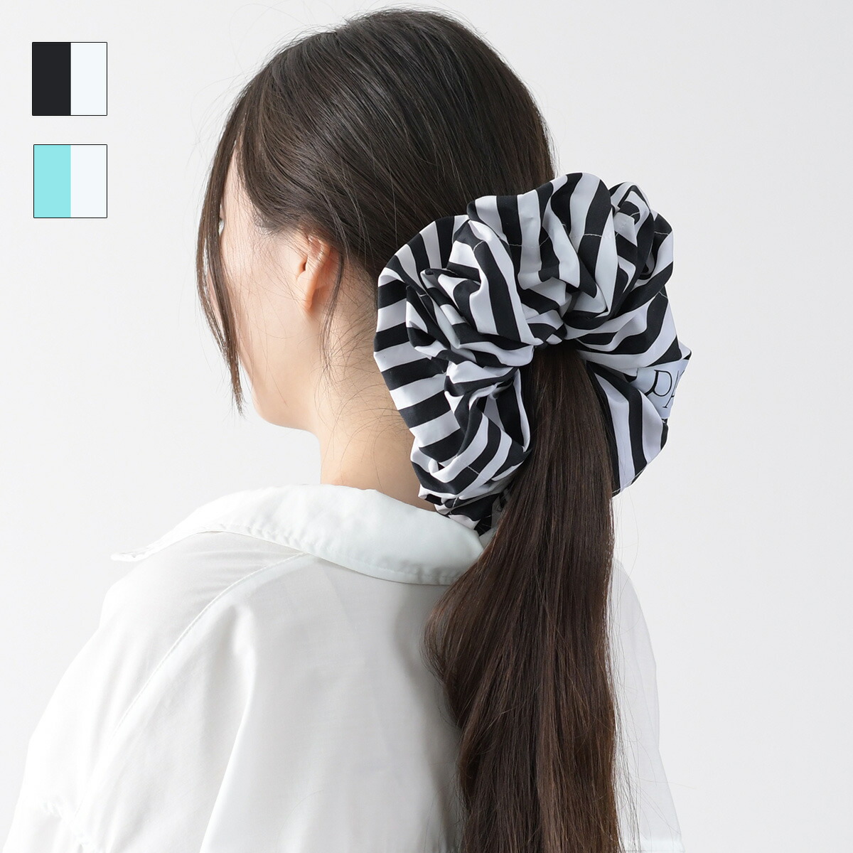 PATOU 黒 シュシュ Patou パトゥ シュシュ/ヘアゴム/LARGE PATOU SCRUNCHIE IN