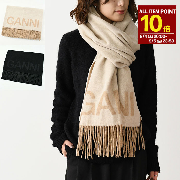 楽天市場】GANNI ガニー マフラー Fringed Wool Scarf A3905