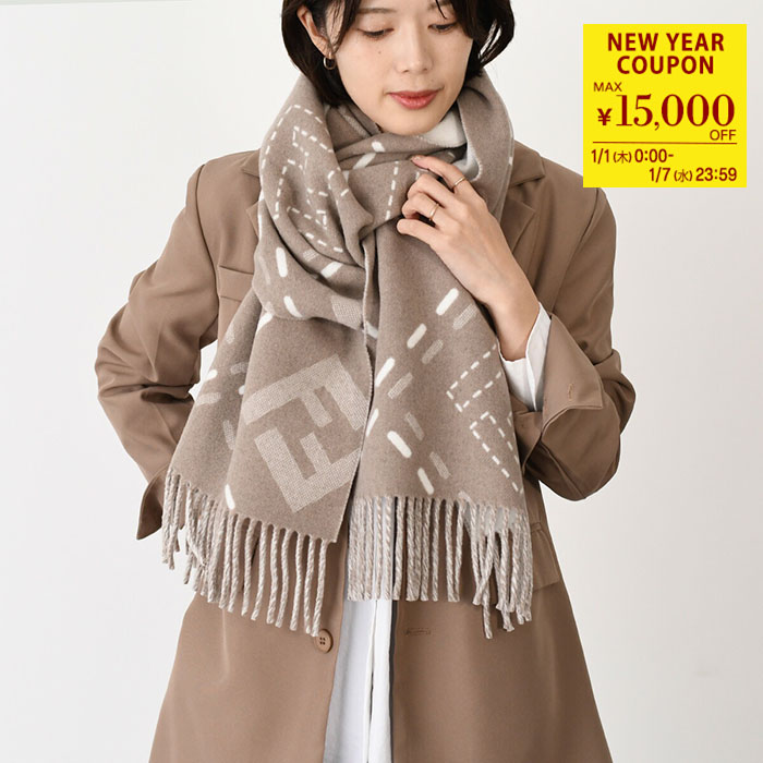 楽天市場】フェンディ マフラー フリンジ FFロゴ ベージュ レディース