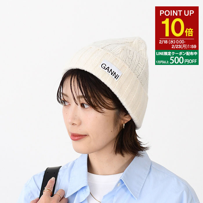 楽天市場】【P10倍対象】GANNI ガニー ニット帽 帽子 ロゴ リブ