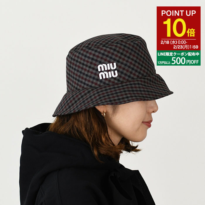 楽天市場】【P10倍対象】MIU MIU ミュウ ミュウ 帽子 バケハ フロント
