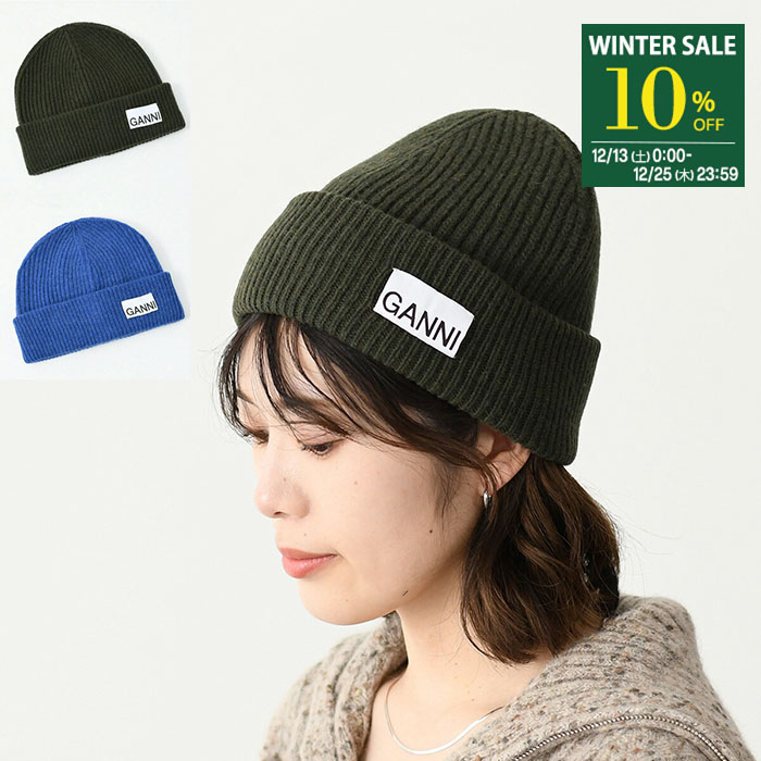 楽天市場】ガニー 帽子 ニット帽 ビーニー ブラック レディース GANNI