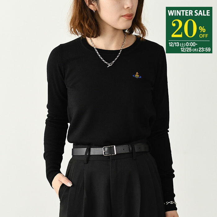 【ヴィヴィアンウエストウッド】オーブ刺繍 半袖ニットセーター ラウンドネック 黒 ヴィヴィアンウエストウッドVivienne Westwood オーブ刺繍半袖ニット