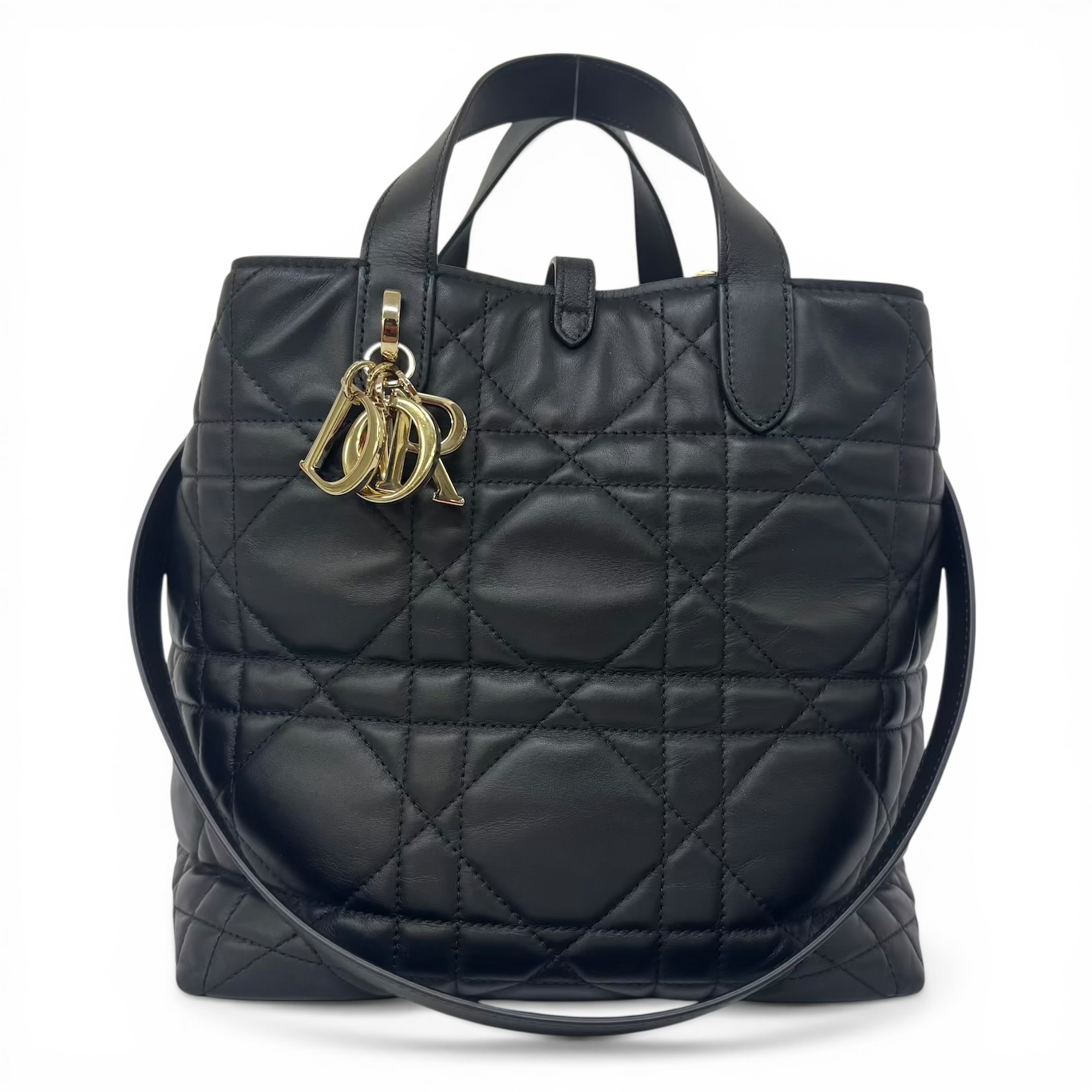 Christian Dior クリスチャンディオール　トゥジュールバッグ マクロカナージュ スモール カーフスキン レザー 2WAY ハンド ショルダーバッグ ゴールド金具 ブラック