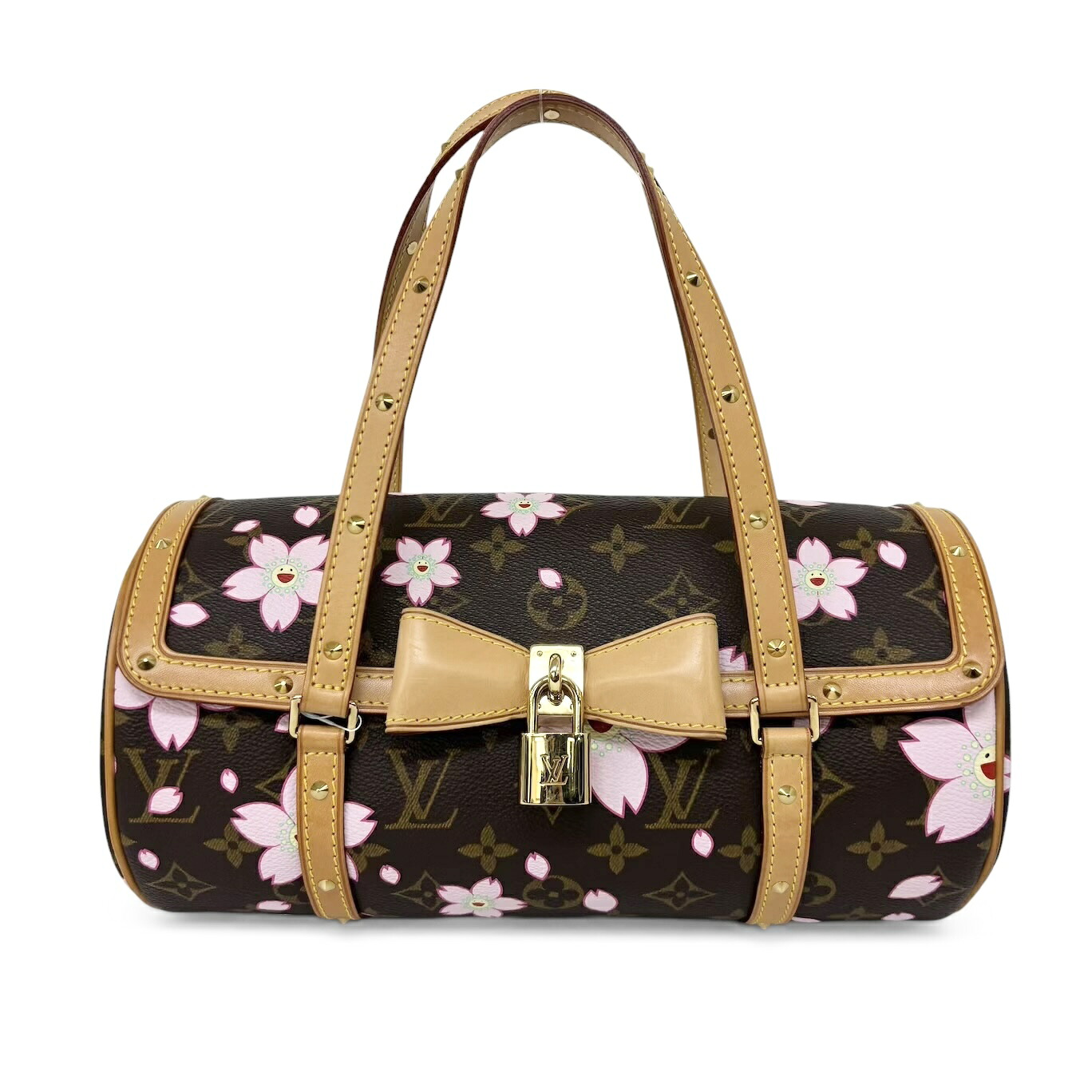 LOUIS VUITTON ルイ ヴィトン モノグラム チェリーブロッサム パピヨンGM ハンドバッグ 筒型 村上隆コラボ M92009 ICチップ確認できず