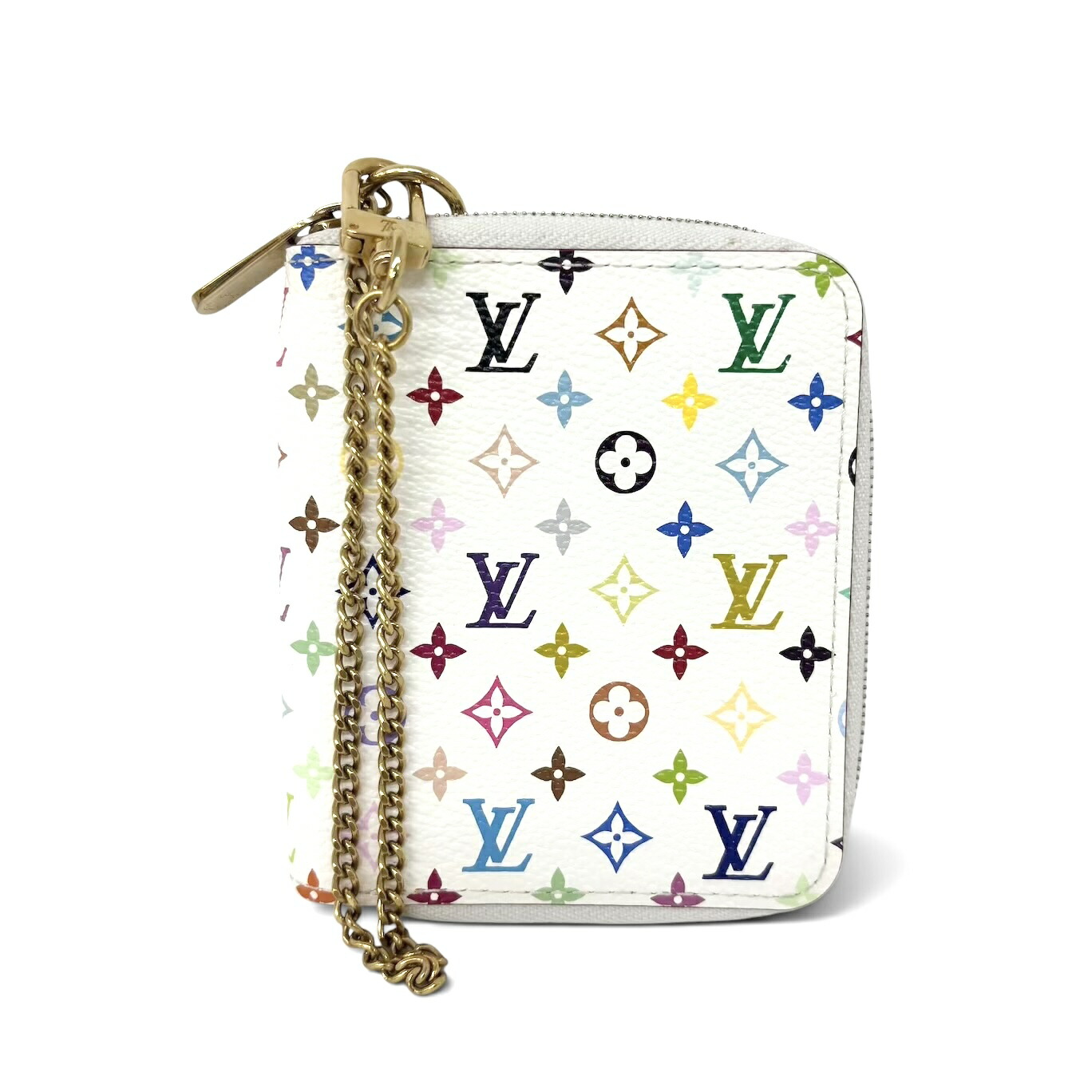 ルイヴィトン LOUIS VUITTON マルチ色つや 歌留多容れもの 定期入れ 通行手形容れもの モノグラム マルチ色つや 白 白いこと キャンバ R21046