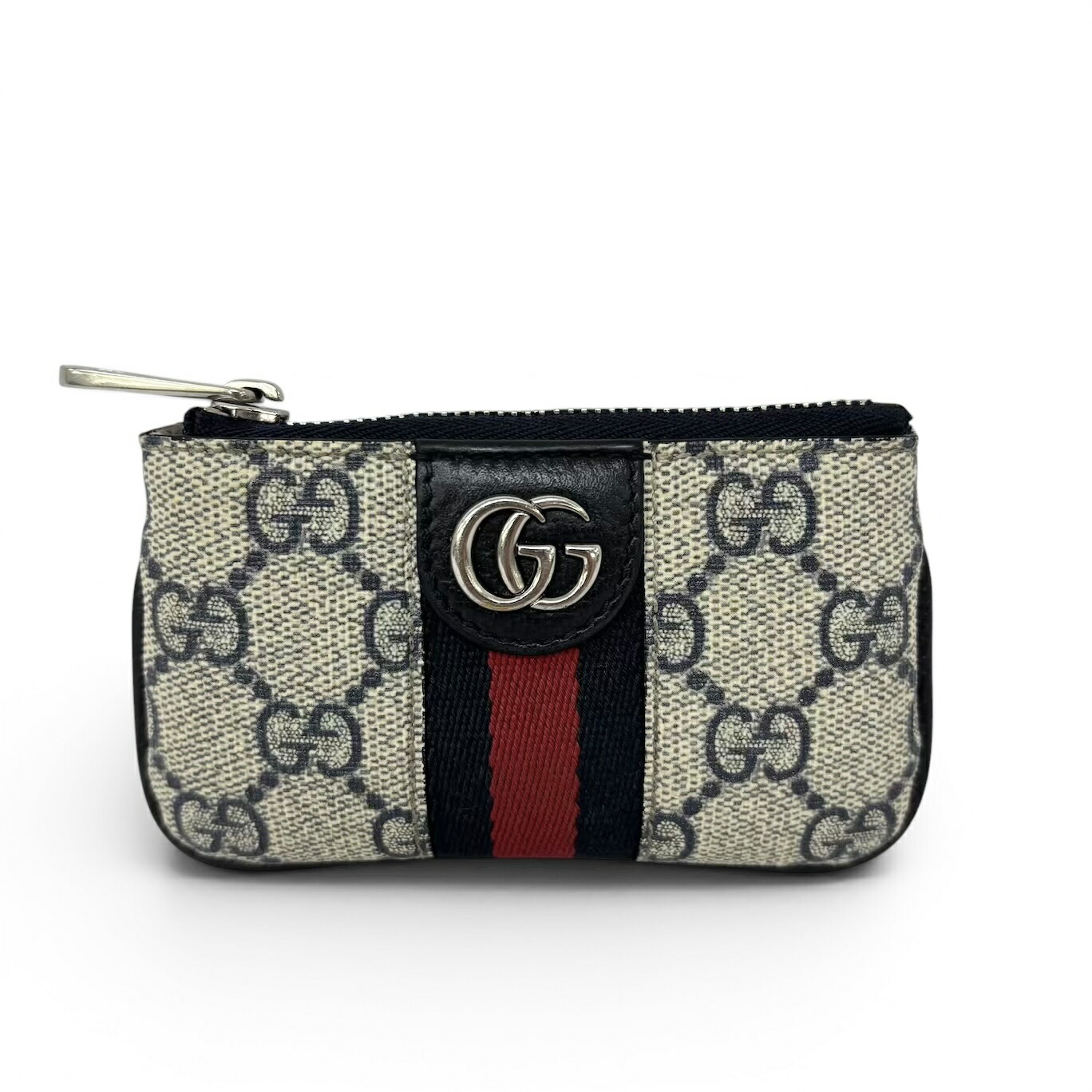GUCCI グッチ 671722 オフィディア 足懸かり入れもの GGスプリーム 小入れもの 帆布 なめし革 米国海軍 ベージュ シェリー酒生産ライン しろがね色金具 コインケース 御釣り入れ メンズ レディース