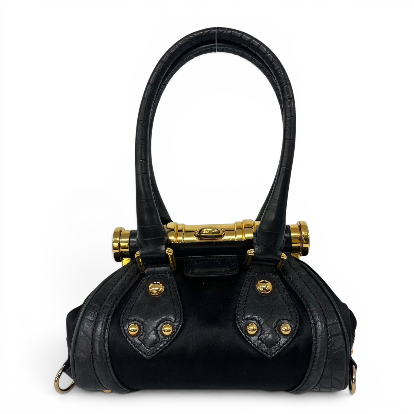 CELINE セリーヌ ヴィンテージ トリオンフ 金入れ ミニ ハンドバック クロコ型押し 黒いこと レディース