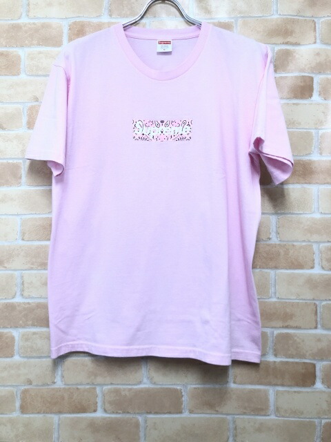 【中古】 SUPREME シュプリーム 19AW Bandana Box Logo Tee ピンク M 111428480