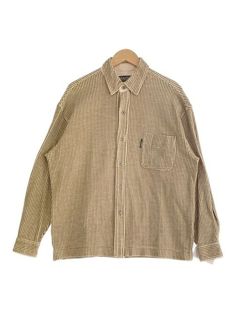 NIGEL CABOURN ﾅｲｼﾞｪﾙｹｰﾎﾞﾝ ｺｯﾄﾝﾌﾗﾝﾈﾙ ｼｬﾂ ﾈﾙｼｬﾂ チドリ 総柄 長袖 ﾍﾞｰｼﾞｭ ﾌﾞﾗｳﾝ M 【中古】 33937212