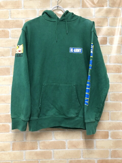 【中古】 X-LARGE エクストララージ ARMY HOODED SWEAT 101203012021 グリーン M 111446031｜セレクト古着レプトン　店
