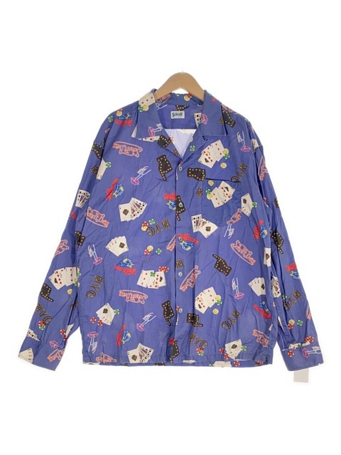 【中古】SCHOTT ｼｮｯﾄ NEON SIGN CARD ｱﾛﾊ ｼｬﾂ ｵｰﾌﾟﾝｶﾗｰ 開襟  ﾊﾟｰﾌﾟﾙ 2XL 33953446 カジュアルシャツ-トップス-メンズファッション