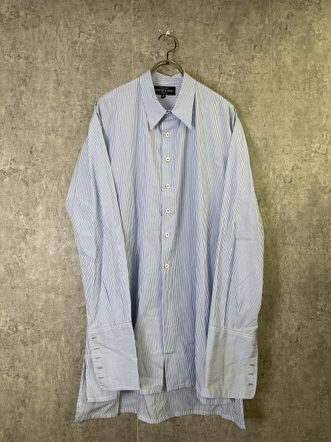 【中古】GEOFFREY B.SMALL ジェフリービースモール ストライプ 長袖 シャツ イタリア製 ITALY ブルー ホワイト M 33954959|セレクト古着レプトン 店