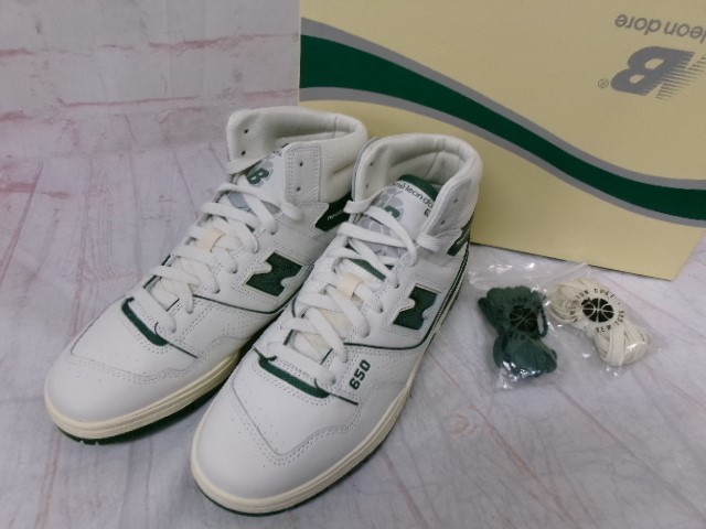 【中古】箱有 new balance ﾆｭｰﾊﾞﾗﾝｽ ｴﾒﾚｵﾝﾄﾞﾚ ﾊｲｶｯﾄｽﾆｰｶｰ 650R BB650RL1 ｸﾞﾘｰﾝ ﾎﾜｲﾄ 26.5cm 991895077｜セレクト古着レプトン　店