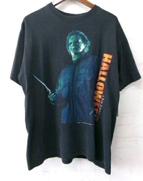 【中古】映画『ハロウィン』フ゜ロモーションTシャツ ハロウィン マイケル・マイヤース゛ ウ゛ィンテーシ゛Tシャツ フ゛ラック サイス゛表記無し 991869554｜セレクト古着レプトン　店