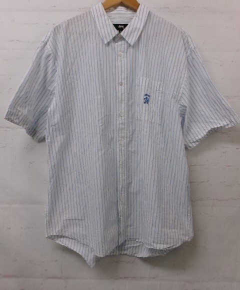 【中古】STUSSY ステューシー ロコ゛付き 半袖襟プルオーバー 同盟罷工生命現象゜ 白いこと フ゛ルー L 991875497